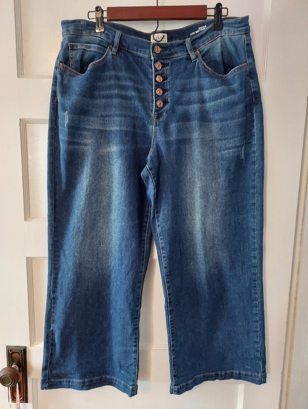 Nicole Miller SOHO Denim High-Rise, Wide Leg, Crop Jeans